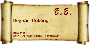 Bognár Bekény névjegykártya